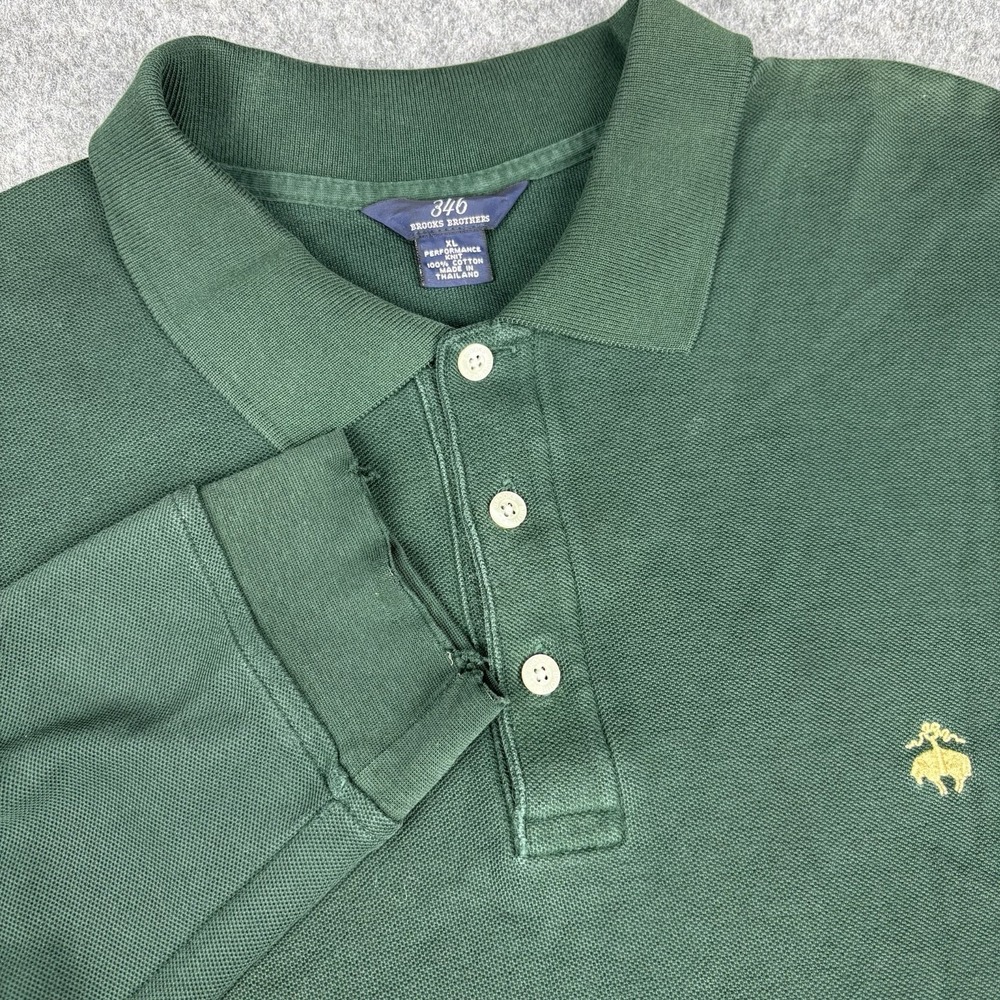 Brooks Brothers 346‎ Polo Shirt Men's XL Green Long Sleeve Performance Knit EUC